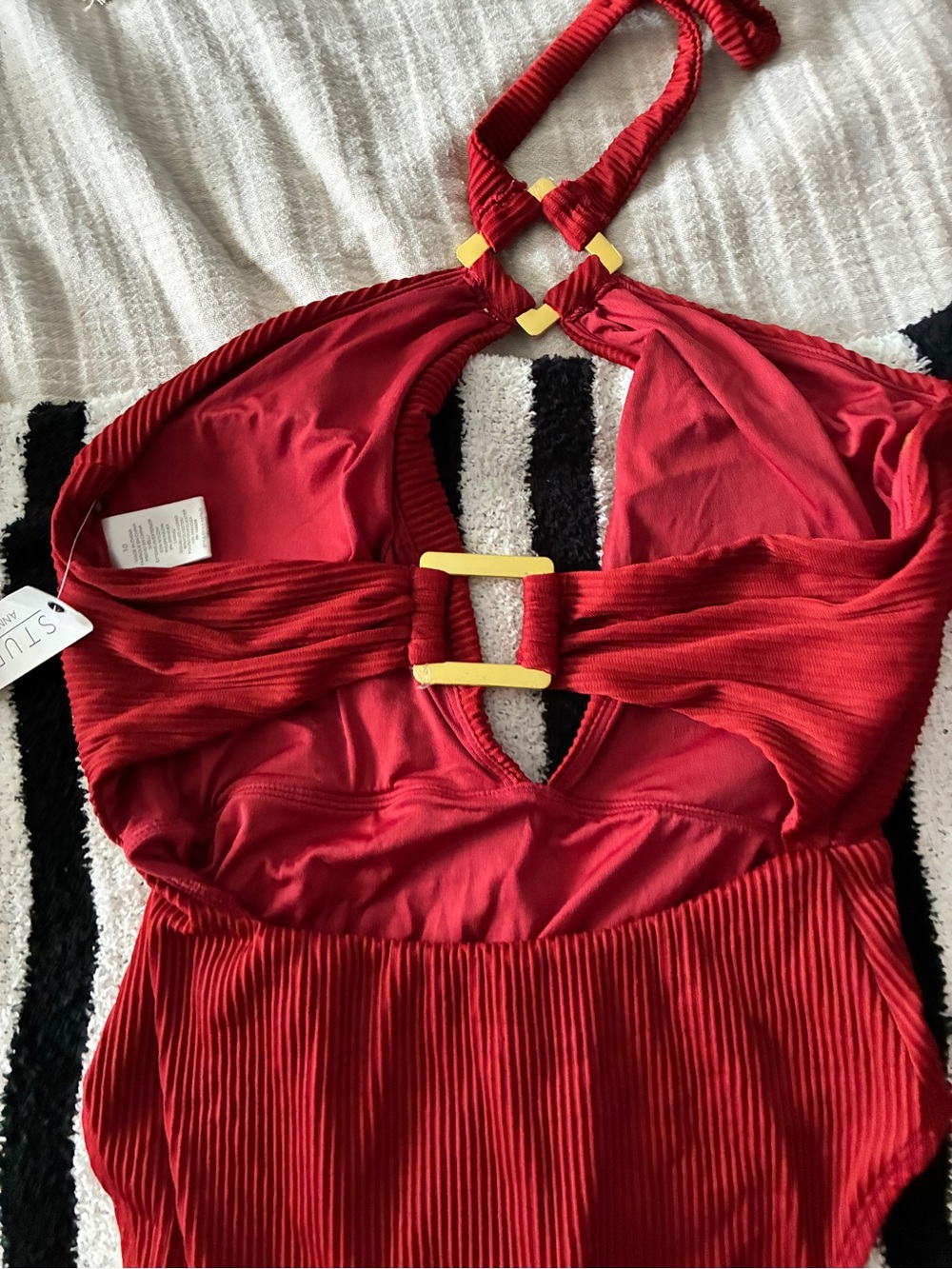 Anne Cole Studio My Goddess Sexy Deep Red Gold Halter One Piece Swimsuit, 10 NEW - Picture 8 of 8